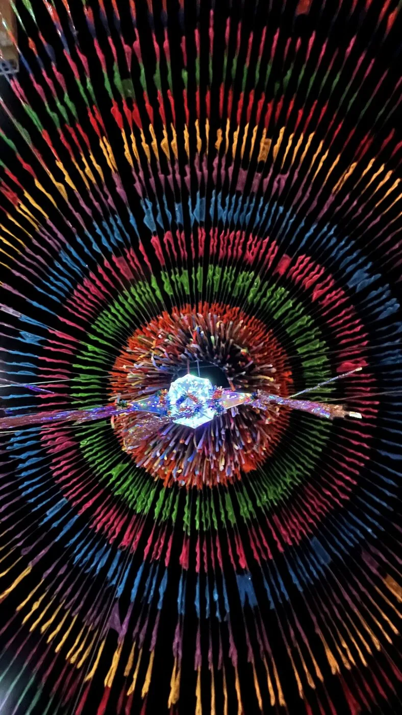 Colorful textile detail, illuminated