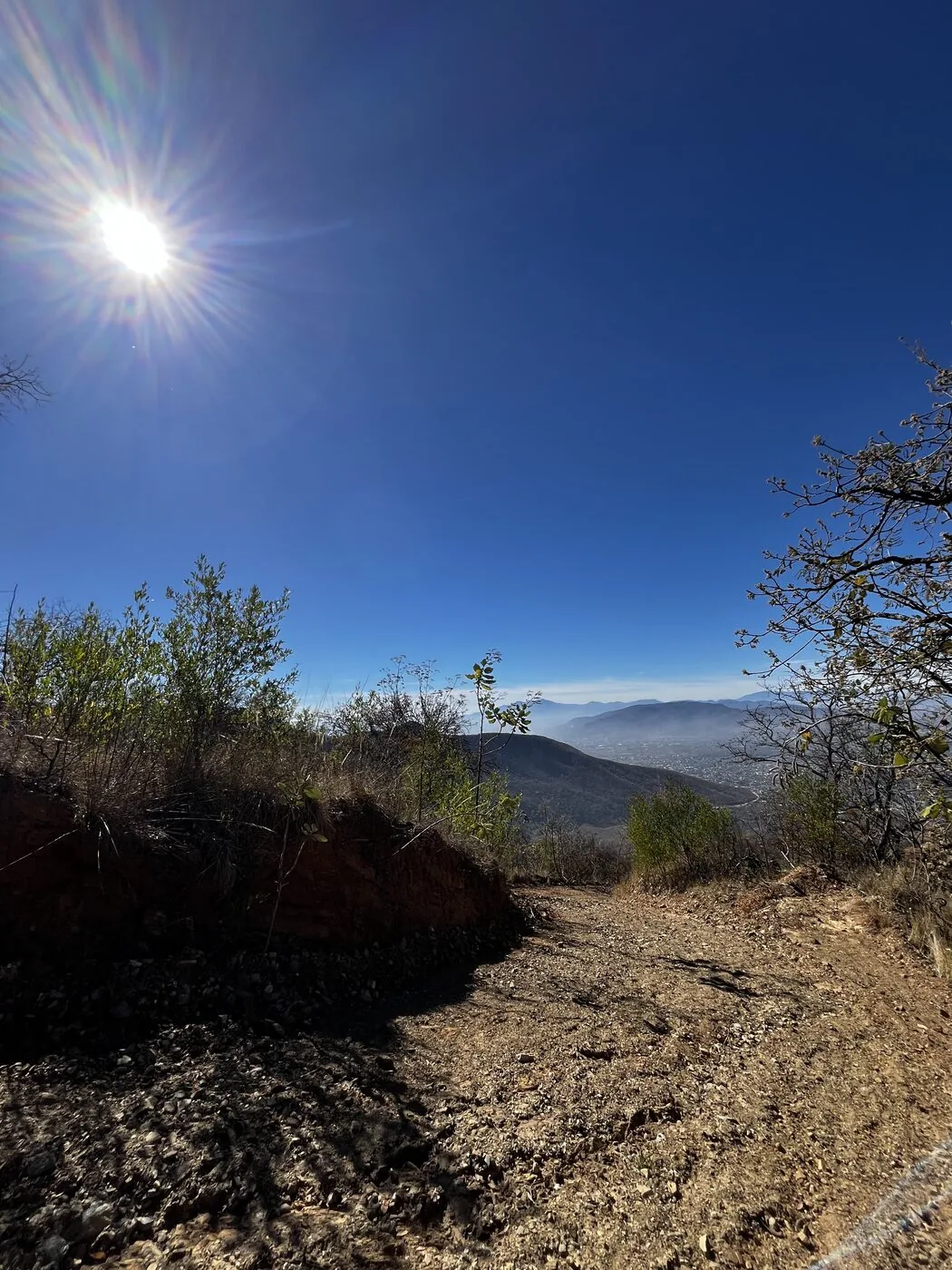 Mountain overlook, sun flare